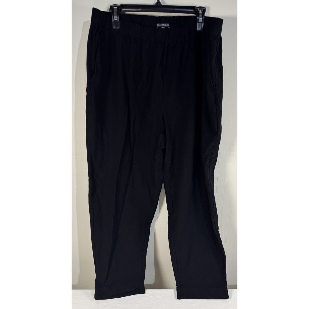Eileen Fisher Womens Black Elastic Waist Pockets Ankle Pants XL